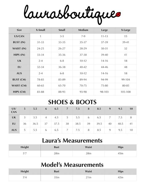 beginning boutique size guide